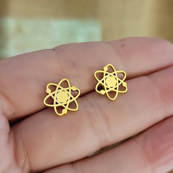 Atom Diagram Stud Earrings, choice of color - Picture 4 of 6